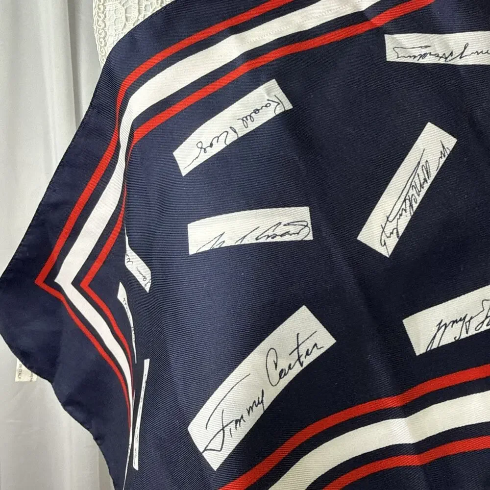 Presidents Signatures Bicentennial Patriot Scarf Red White Blue Italy 10